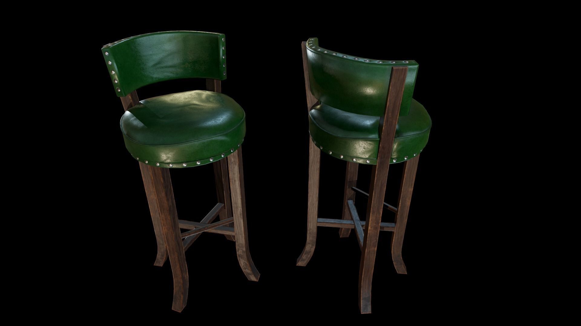 Retro cafe bar stool varied colors included Low-poly 3D model_3