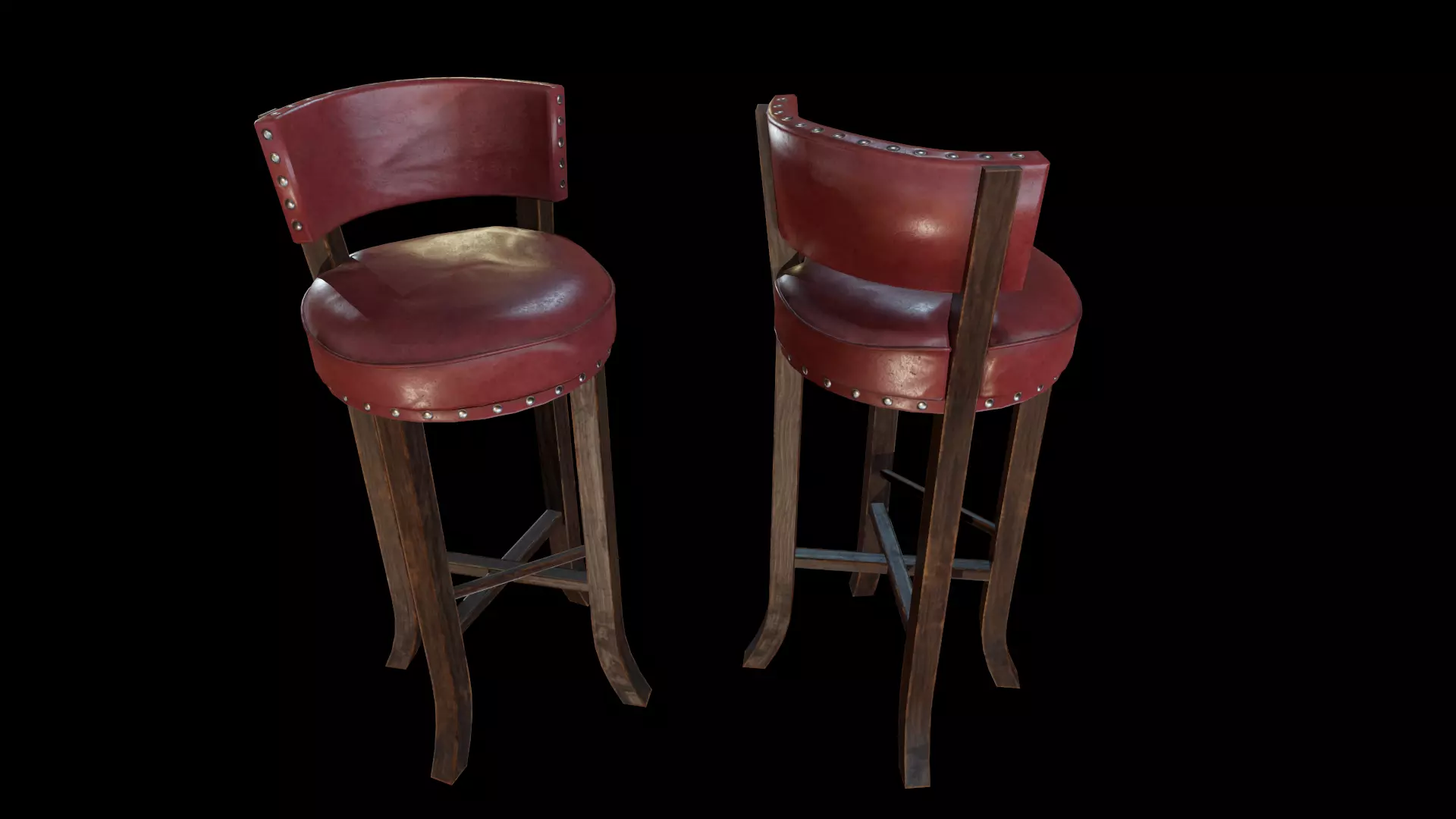 Retro cafe bar stool varied colors included Low-poly 3D model_0