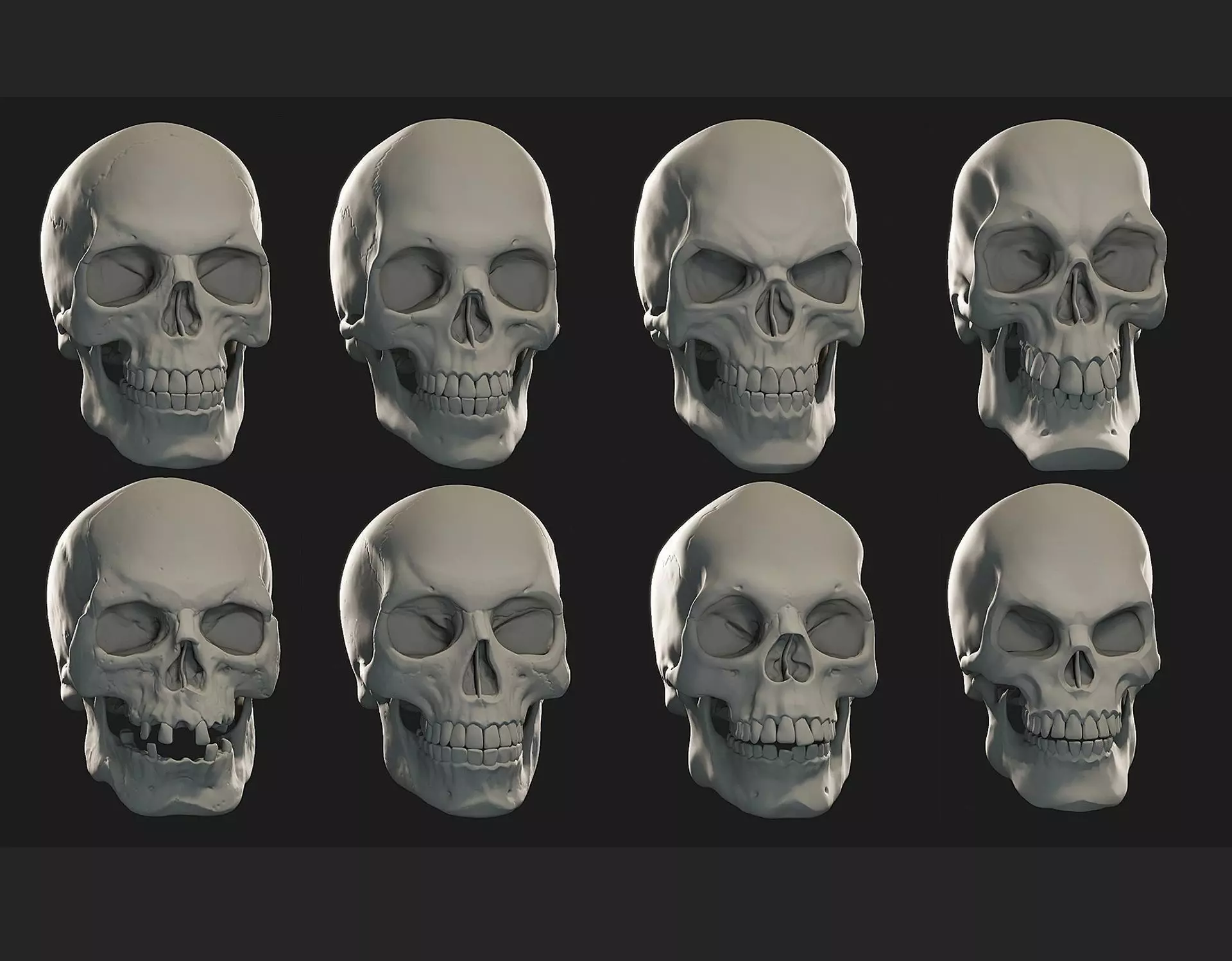Skulls sculpt pack 3D model_0