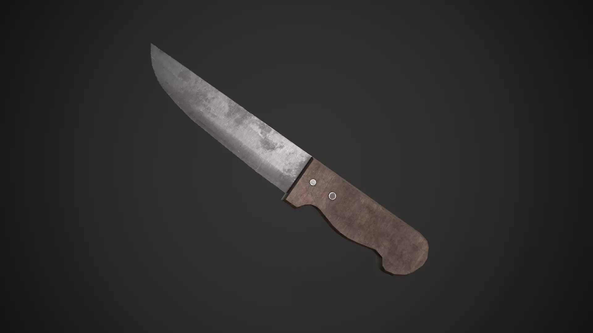Dirty Old Kitchen Knife  Low-poly 3D model_0
