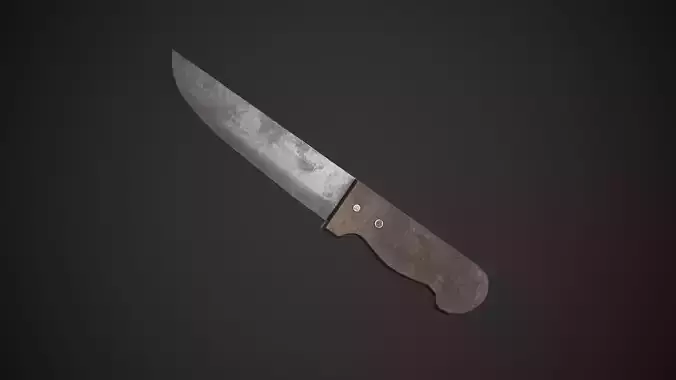 Dirty Old Kitchen Knife  Low-poly 3D model