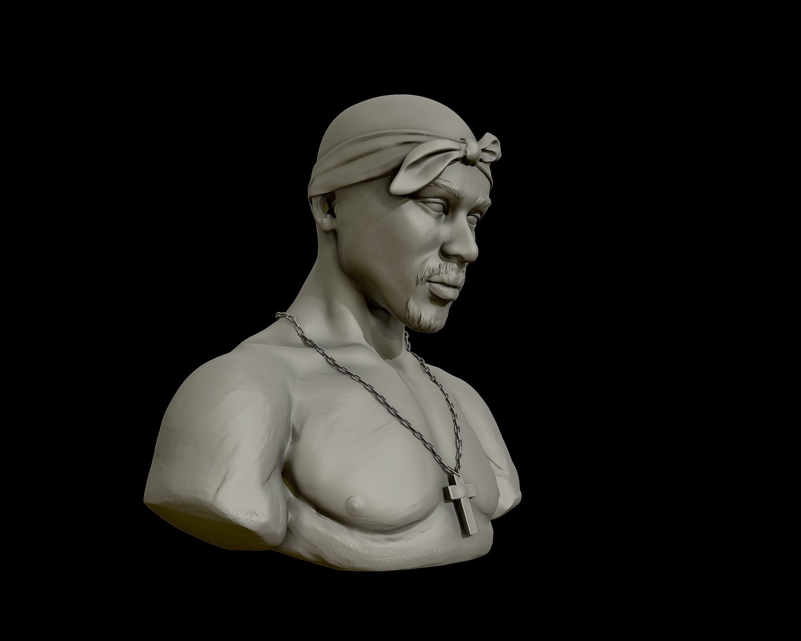 Tupac Shakur 3d portrait sculpture 3D print model_38