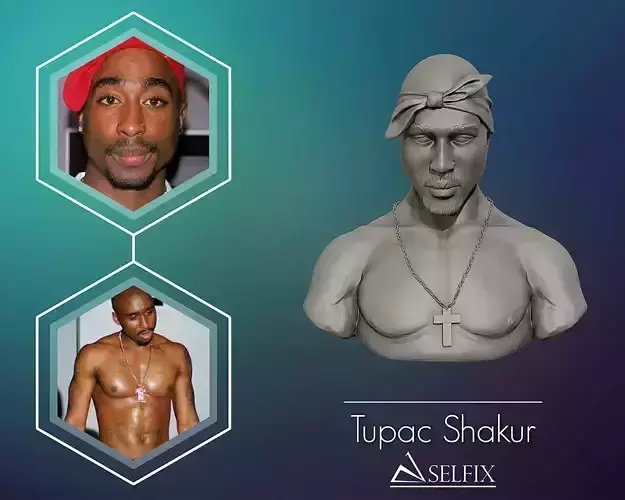 Tupac Shakur 3d portrait sculpture 3D print model
