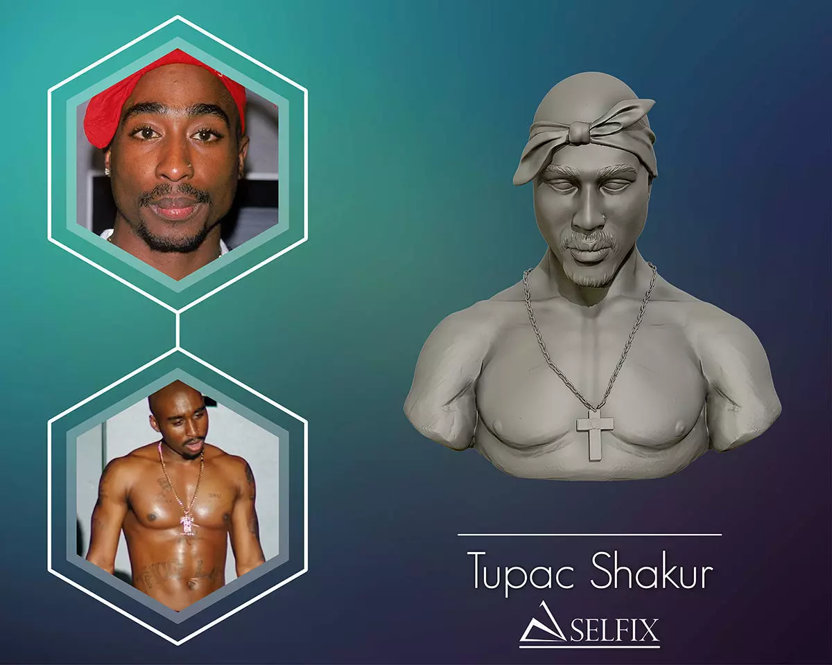 Tupac Shakur 3d portrait sculpture 3D print model_0