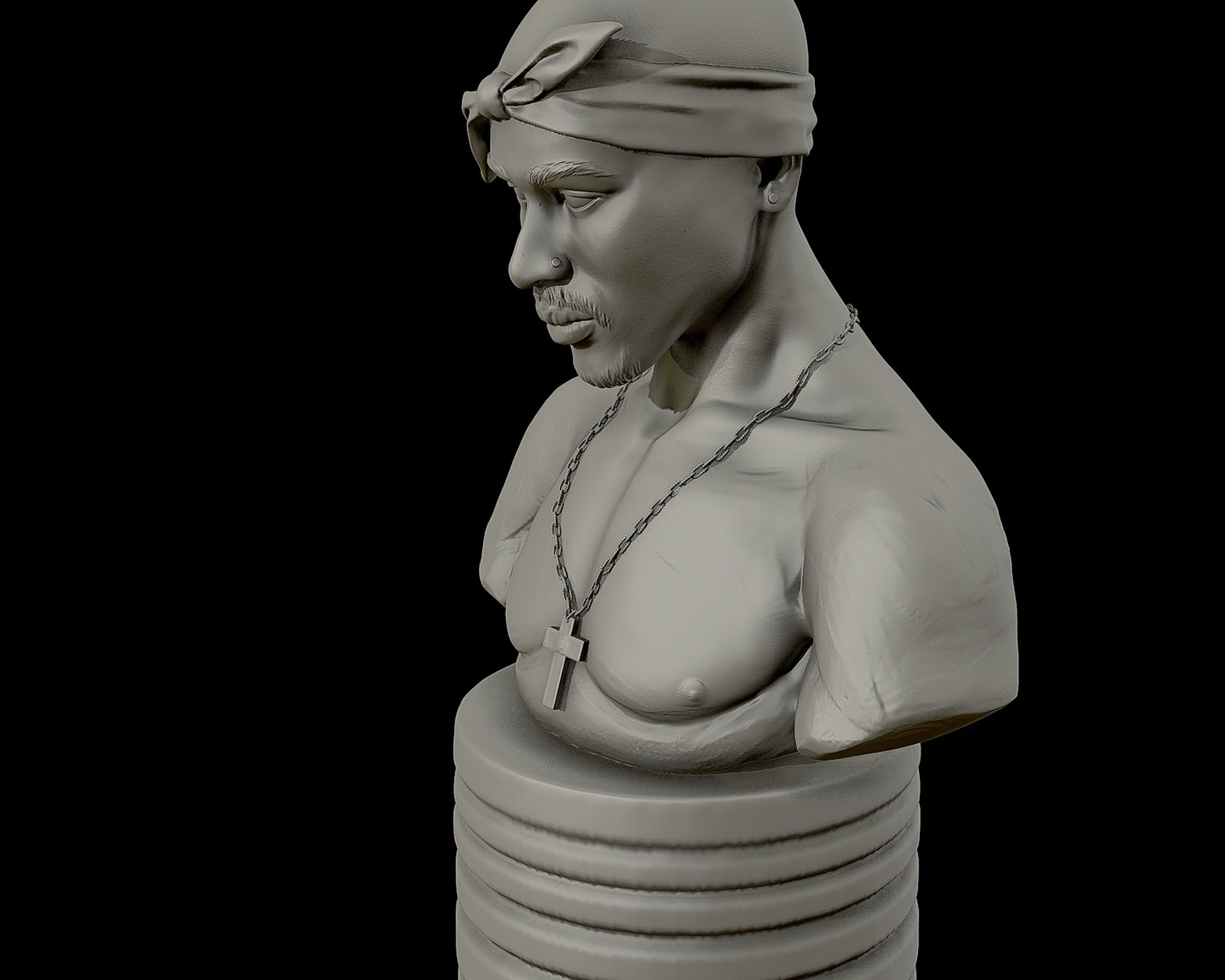 Tupac Shakur 3d portrait sculpture 3D print model_4