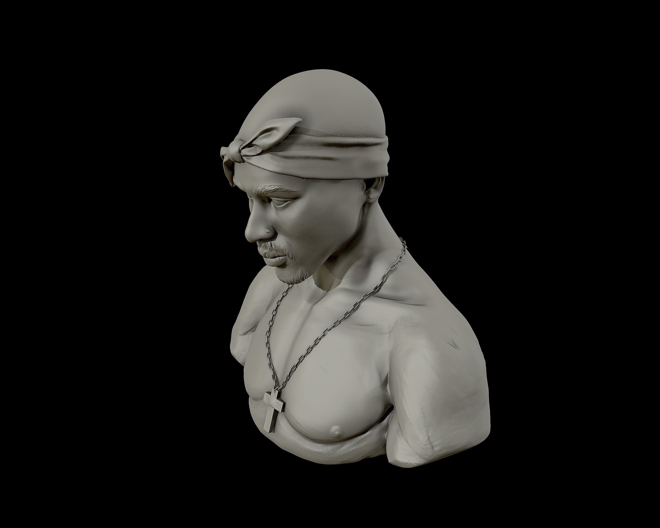 Tupac Shakur 3d portrait sculpture 3D print model_39
