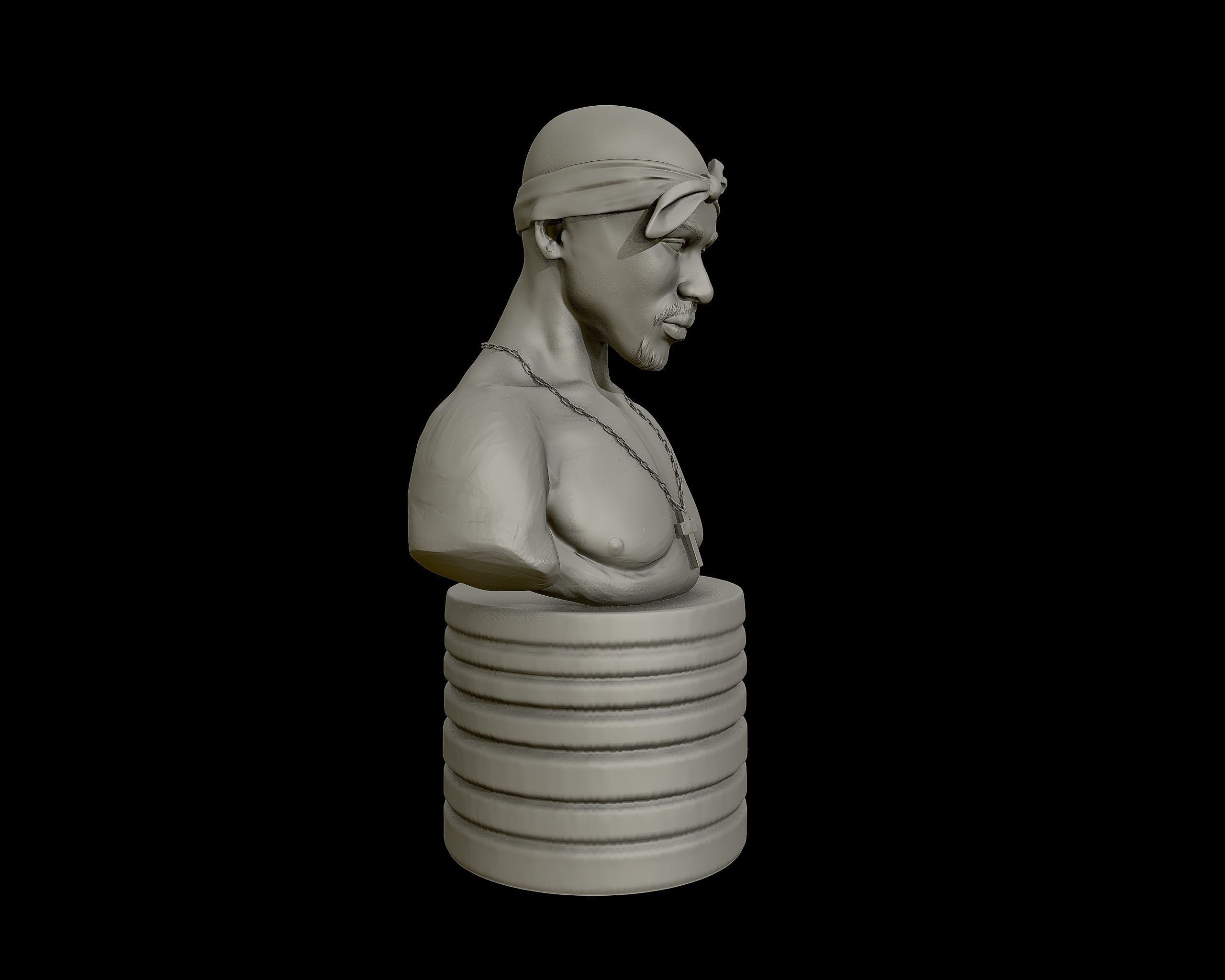 Tupac Shakur 3d portrait sculpture 3D print model_17