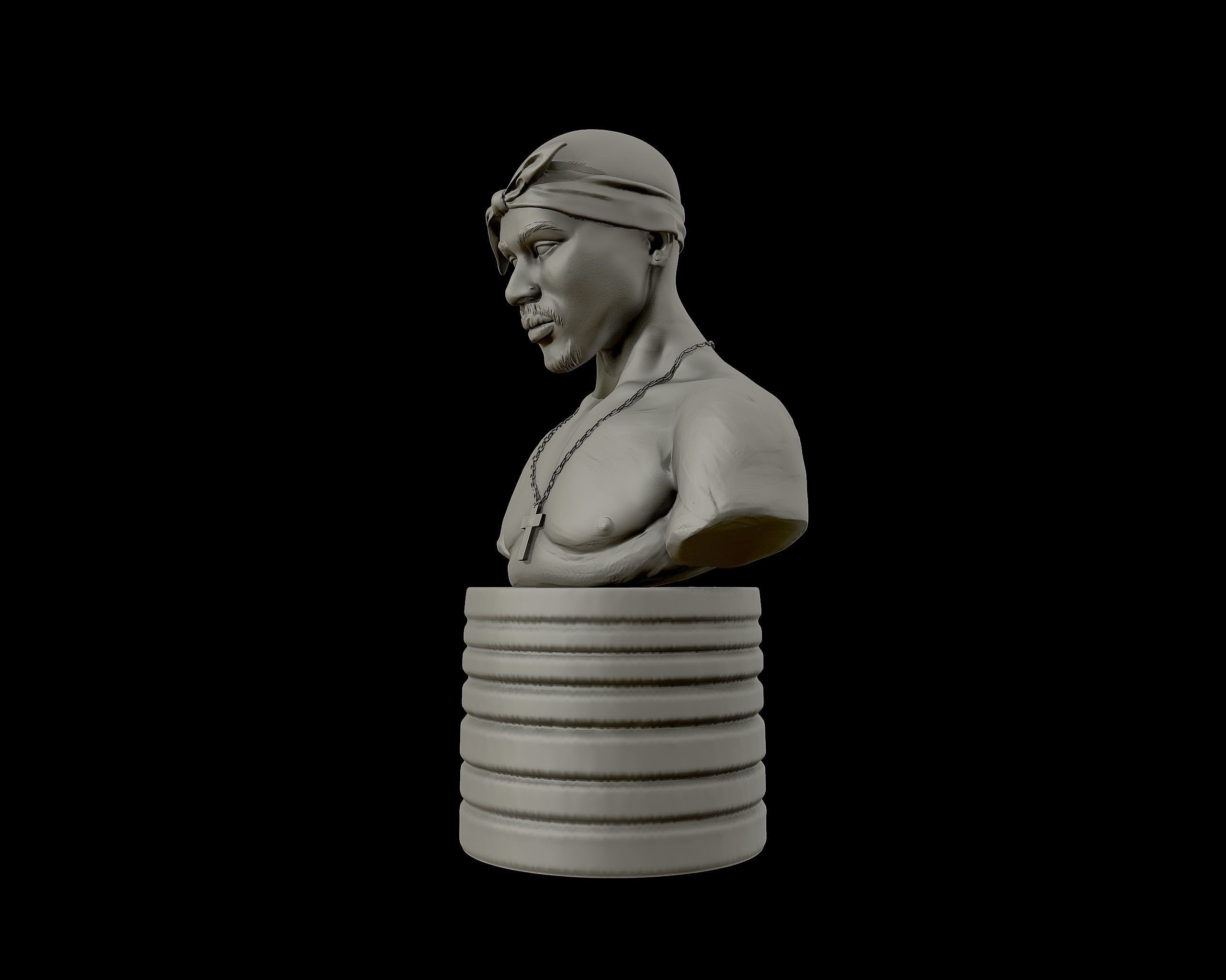 Tupac Shakur 3d portrait sculpture 3D print model_19