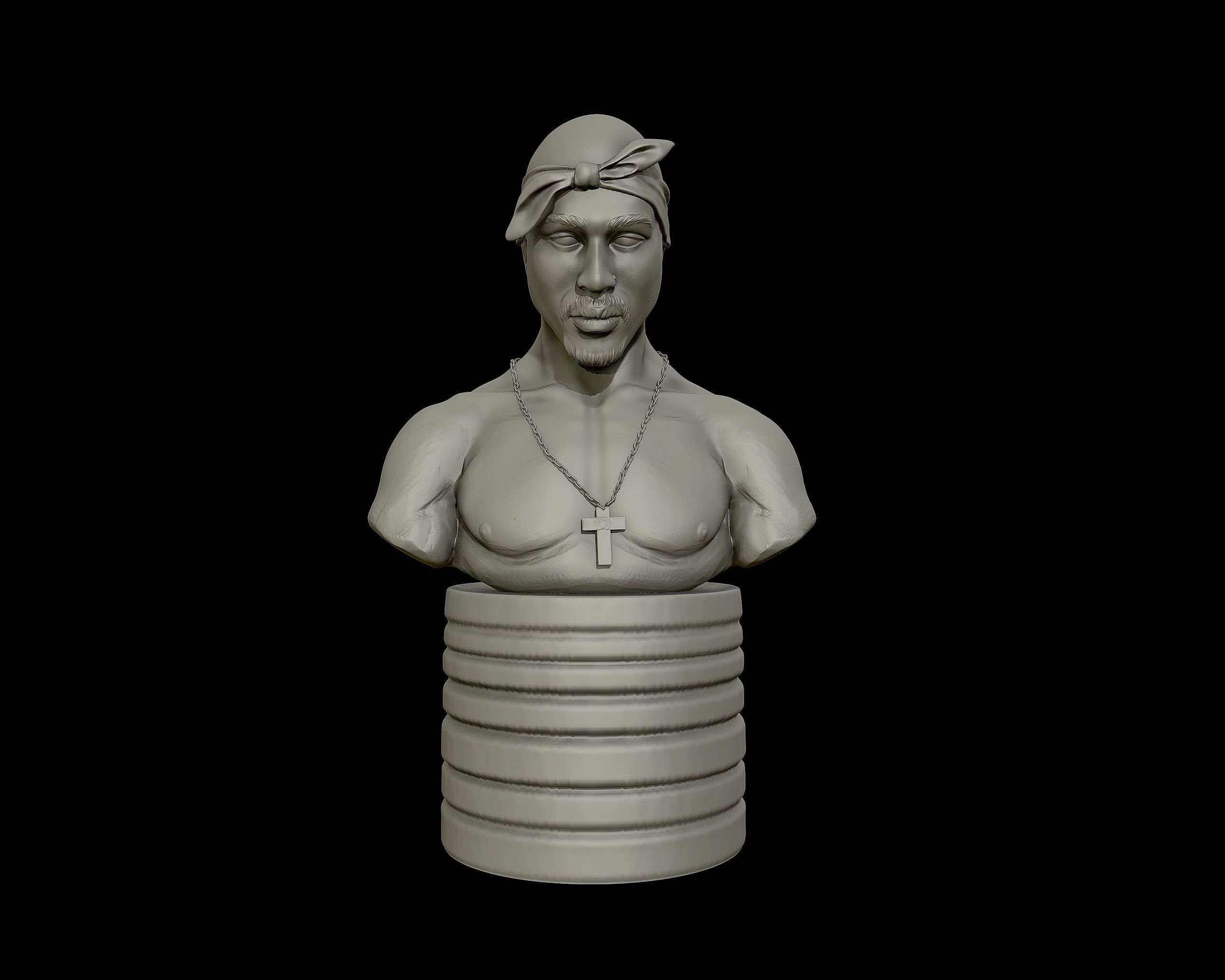 Tupac Shakur 3d portrait sculpture 3D print model_7