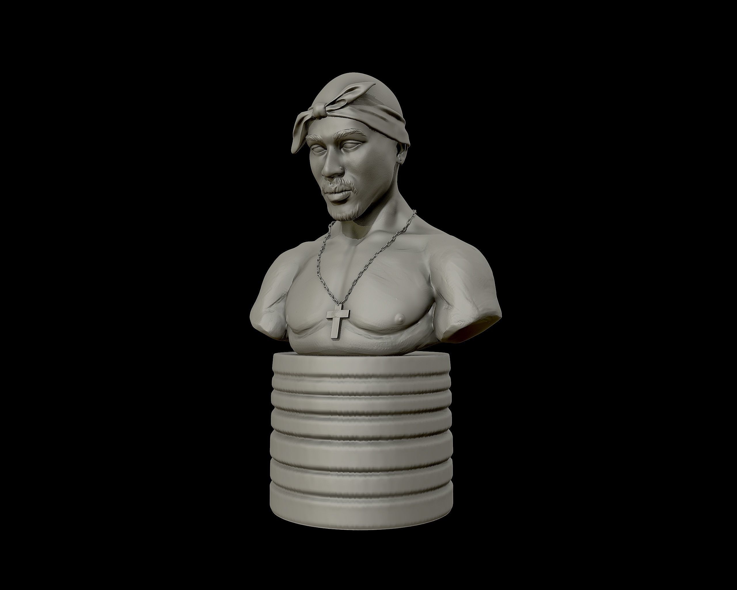 Tupac Shakur 3d portrait sculpture 3D print model_16