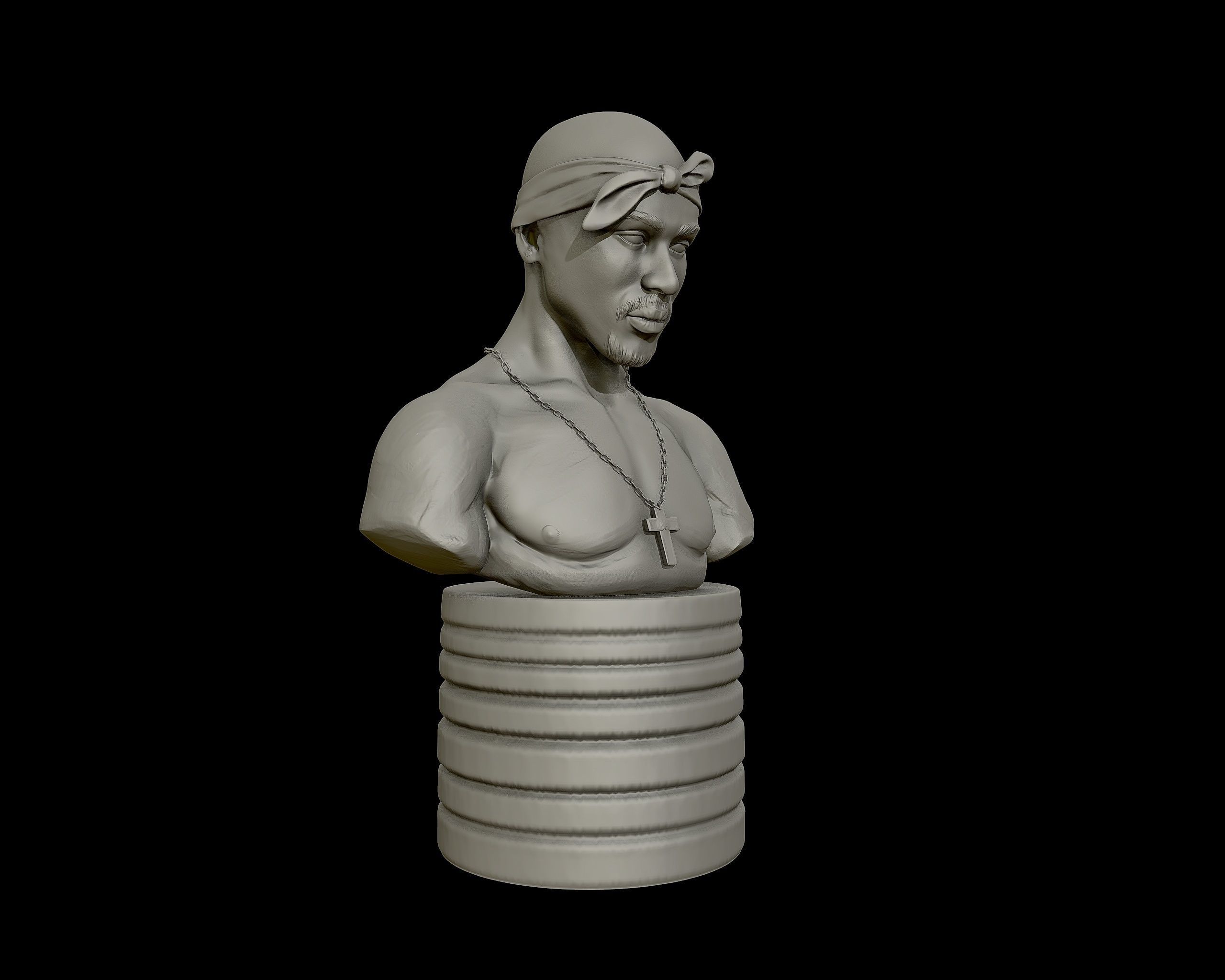 Tupac Shakur 3d portrait sculpture 3D print model_20
