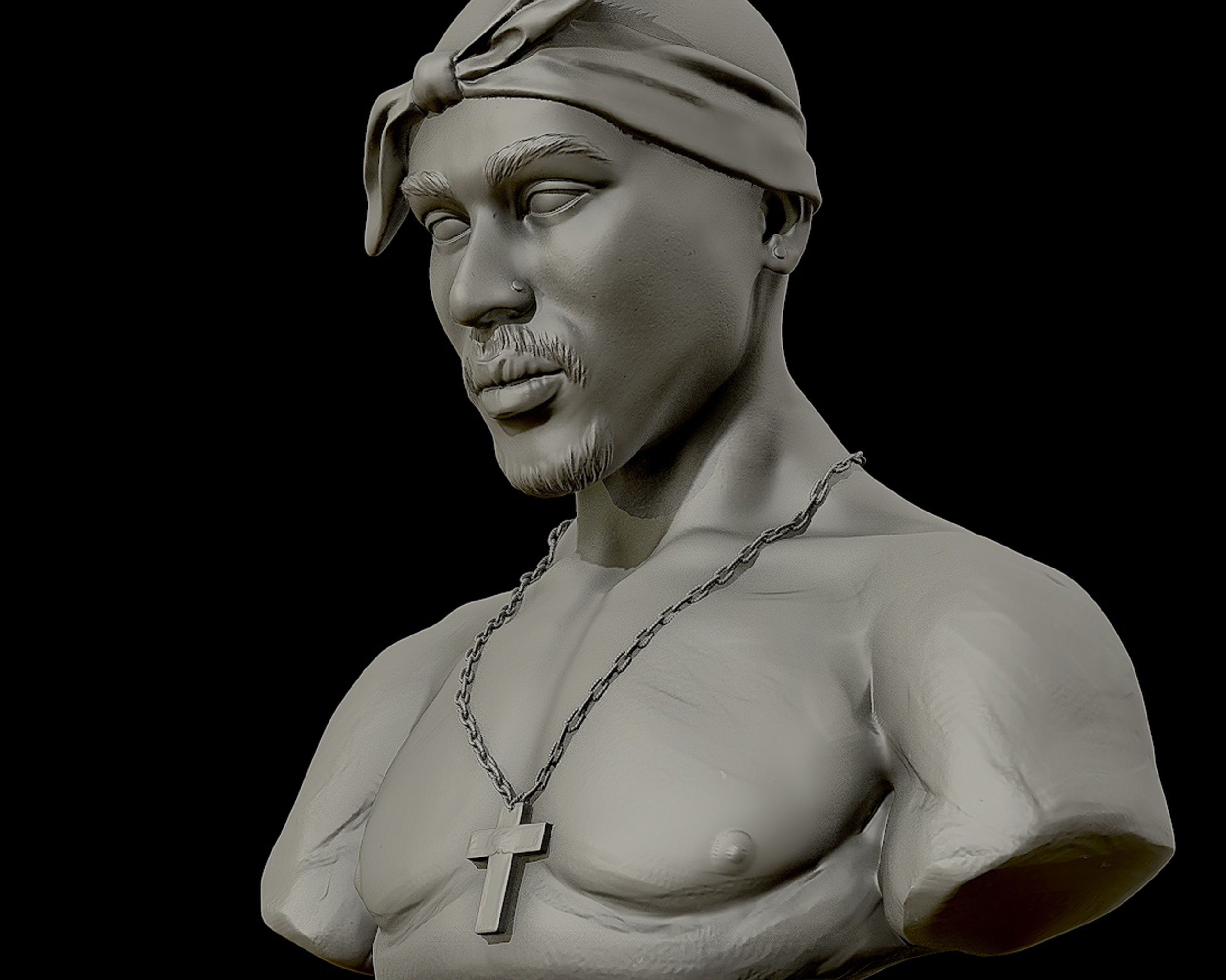 Tupac Shakur 3d portrait sculpture 3D print model_3