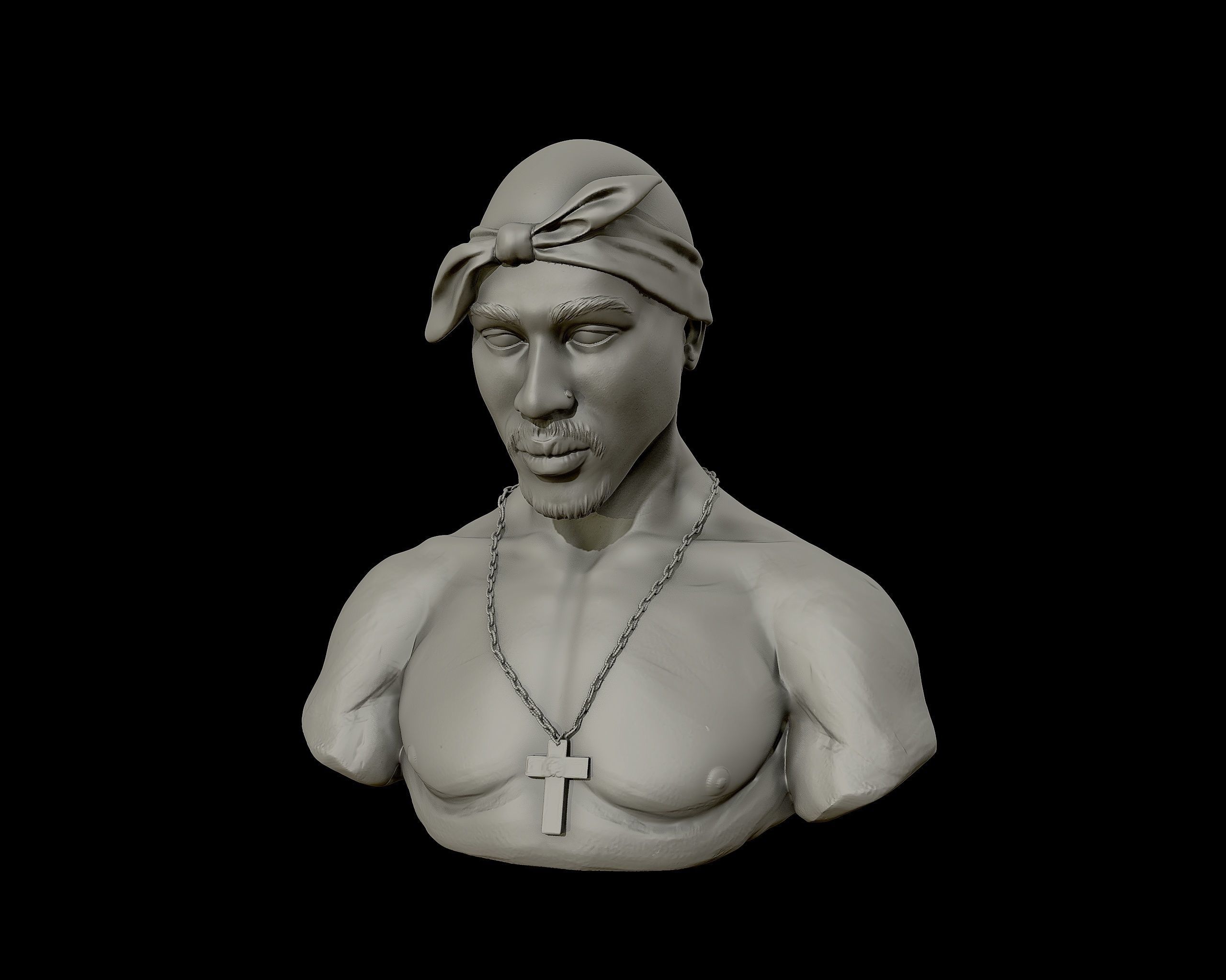 Tupac Shakur 3d portrait sculpture 3D print model_5