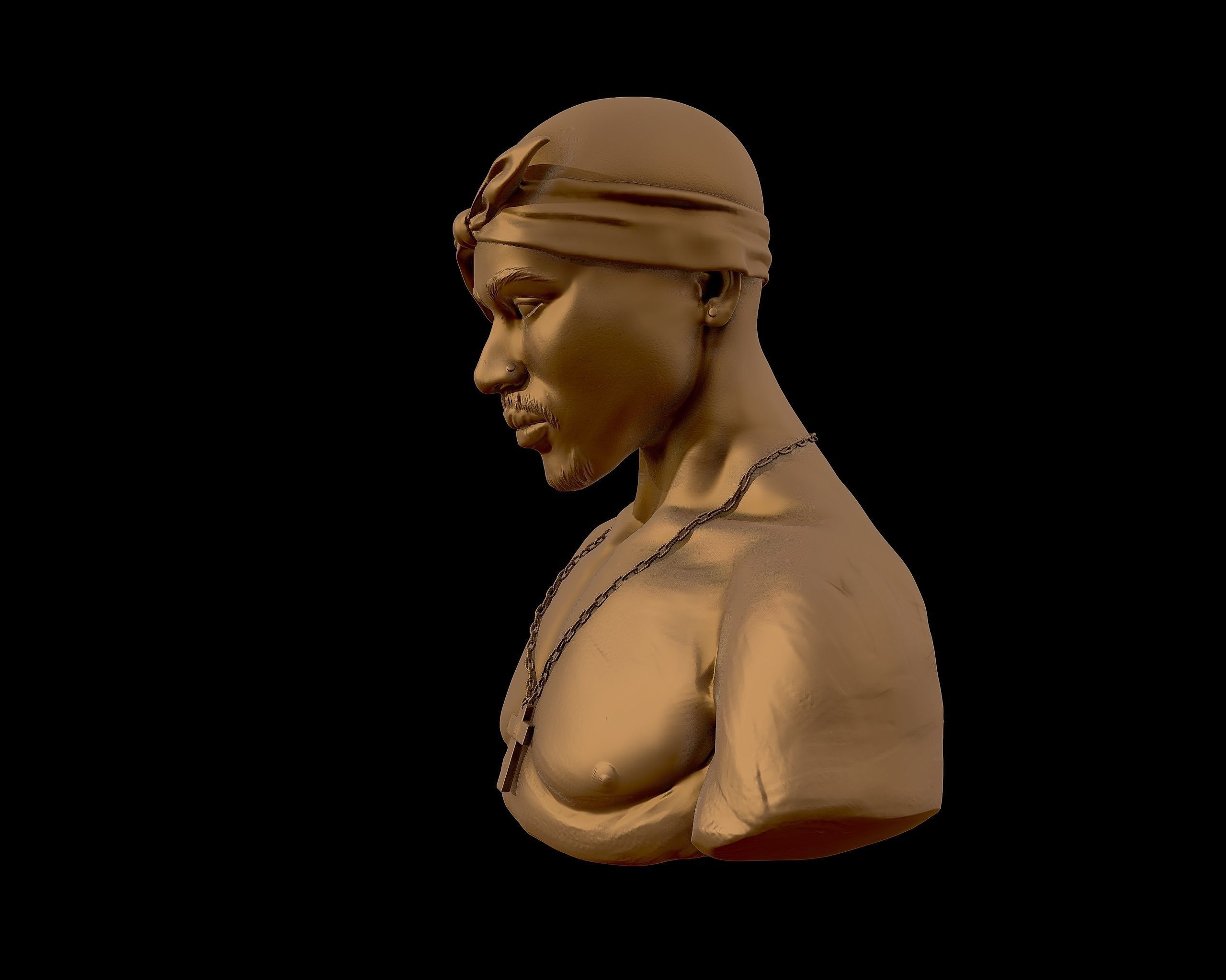Tupac Shakur 3d portrait sculpture 3D print model_40