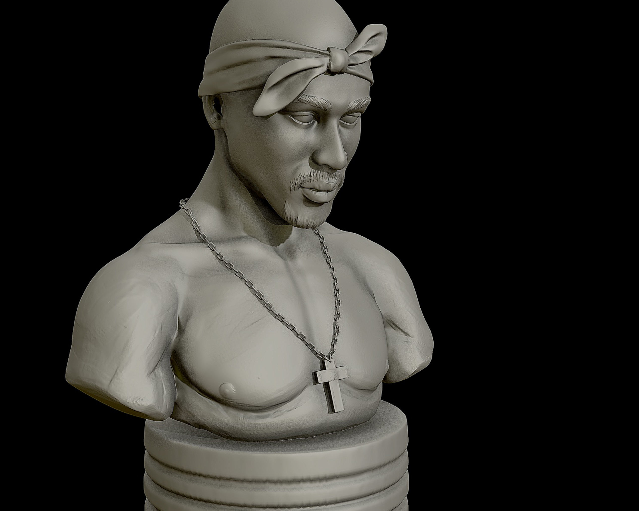 Tupac Shakur 3d portrait sculpture 3D print model_6