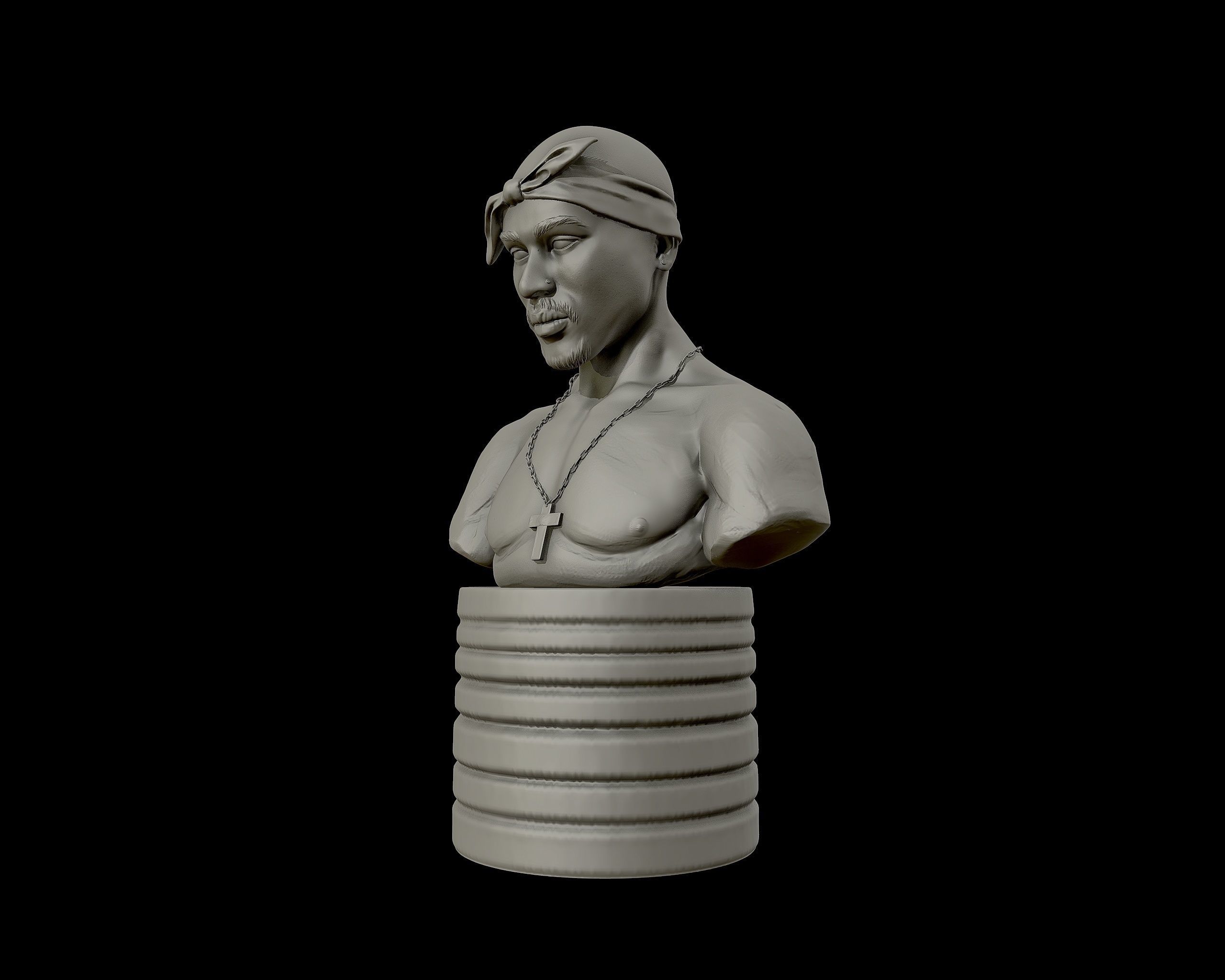 Tupac Shakur 3d portrait sculpture 3D print model_29