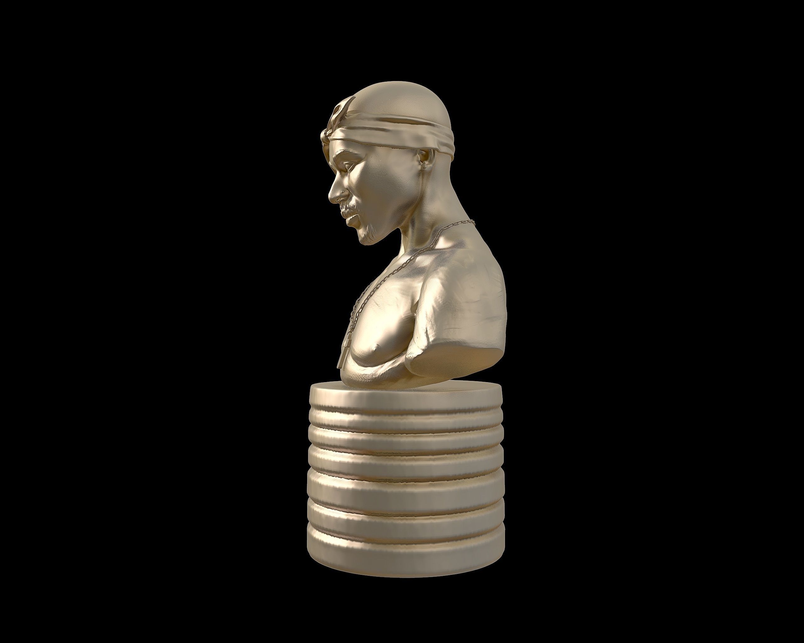 Tupac Shakur 3d portrait sculpture 3D print model_28