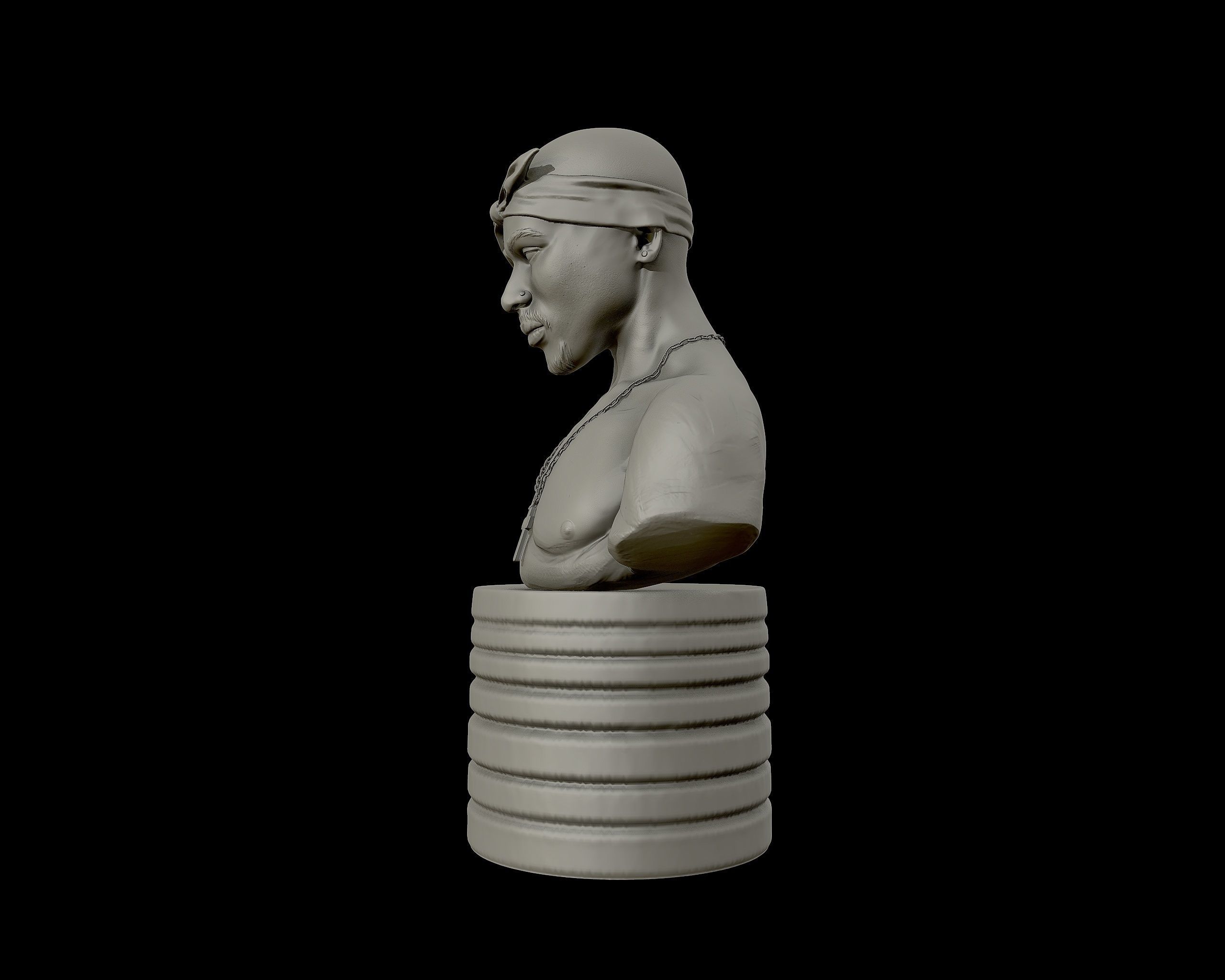 Tupac Shakur 3d portrait sculpture 3D print model_9