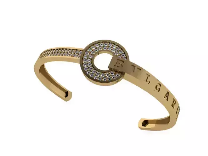set Bvlgari gold cuff bracelet with diamonds