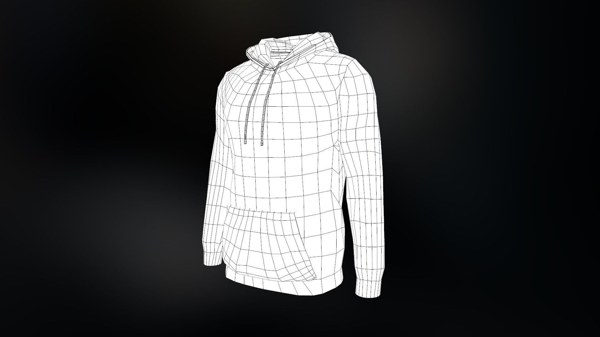 Black Hoodie Low-poly 3D model_16