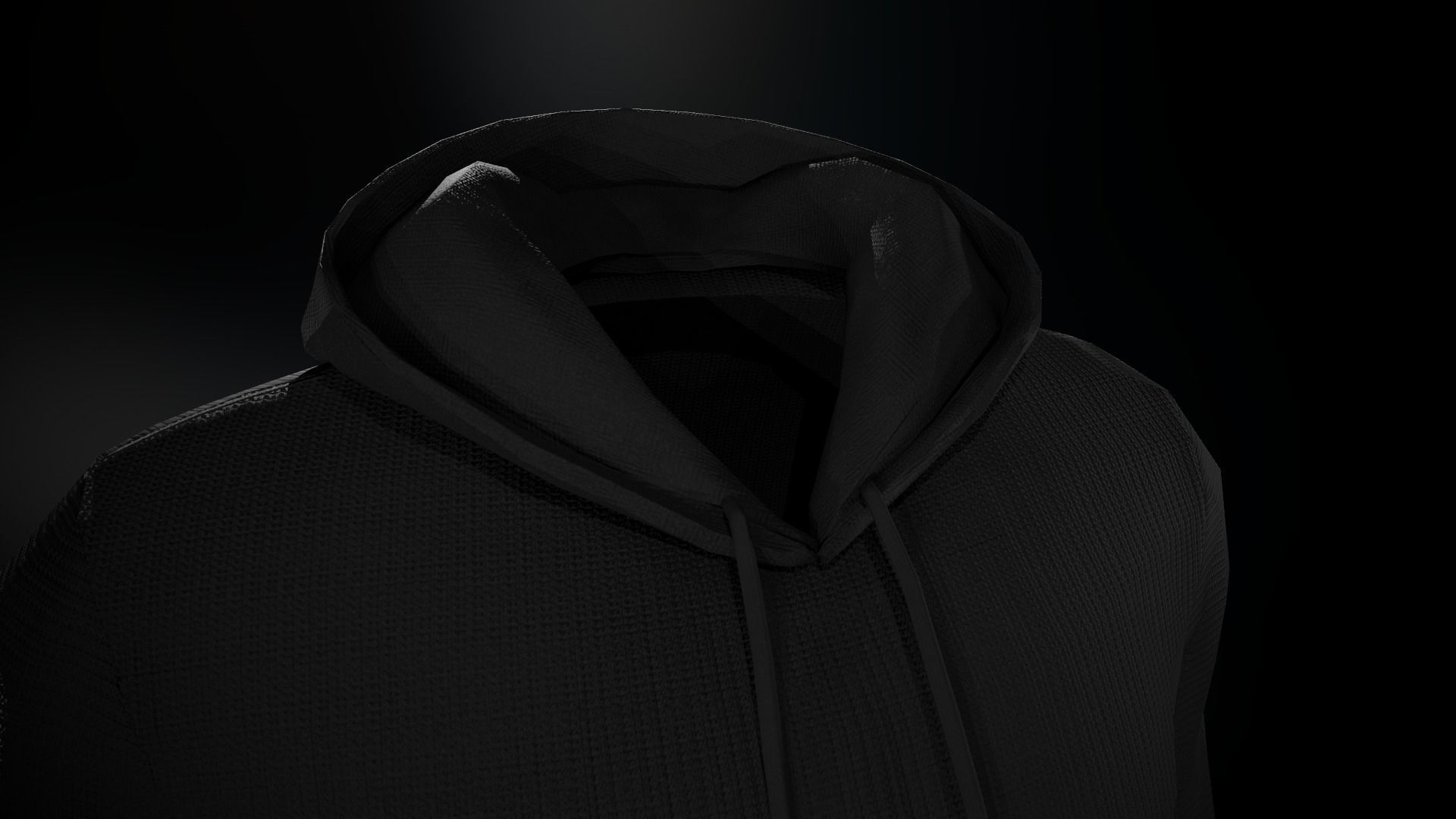 Black Hoodie Low-poly 3D model_11