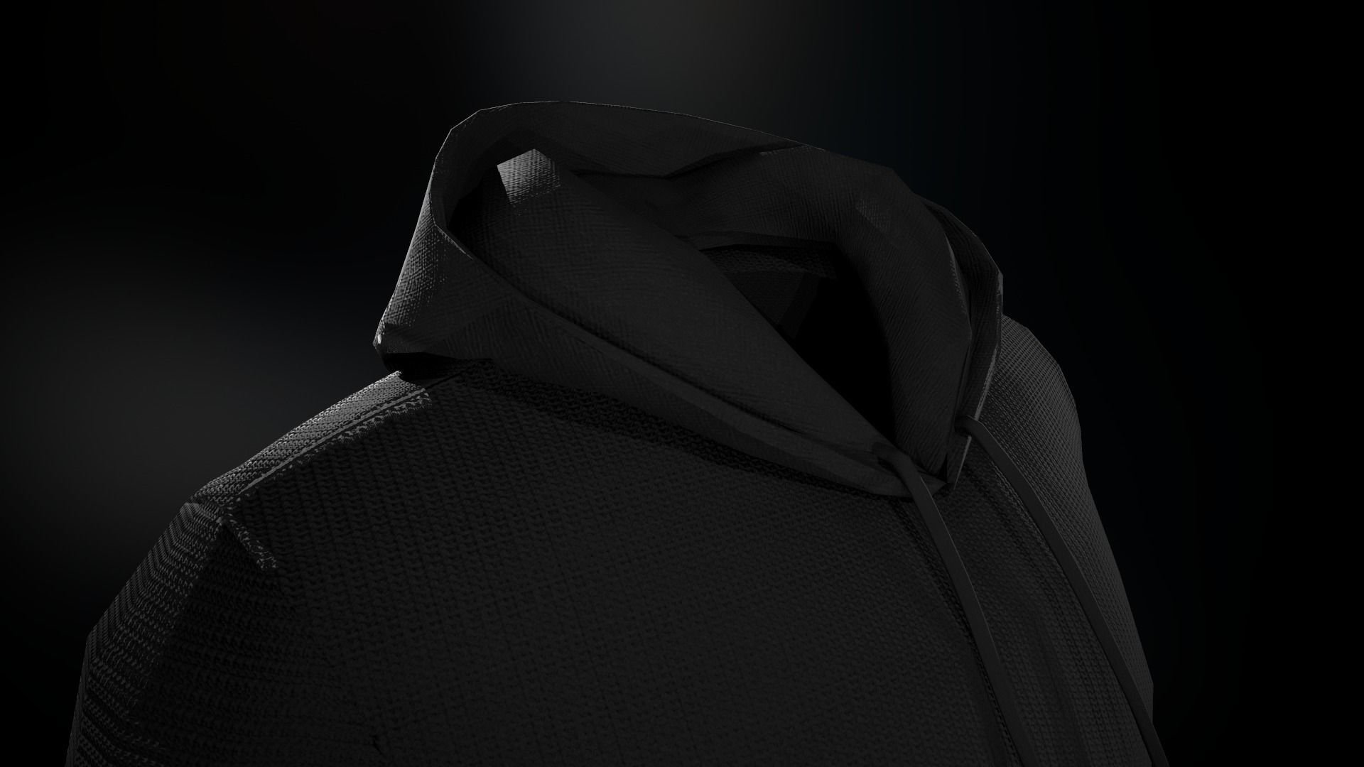 Black Hoodie Low-poly 3D model_1