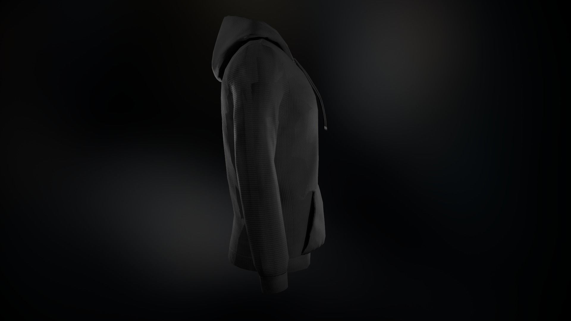 Black Hoodie Low-poly 3D model_3
