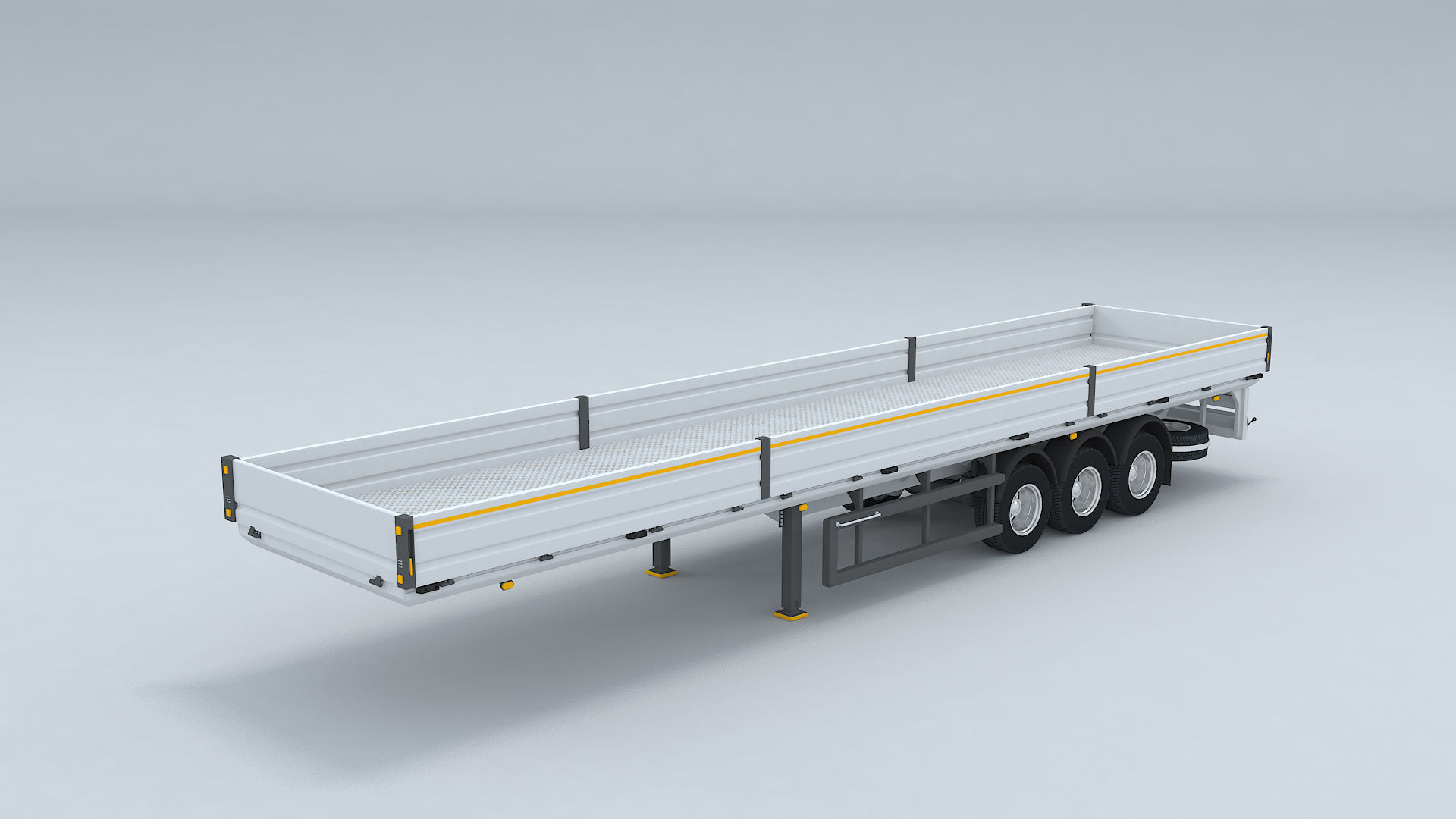 Flatbed Trailer For Semi Truck Low-poly model -3D Printer Models 3D model_8