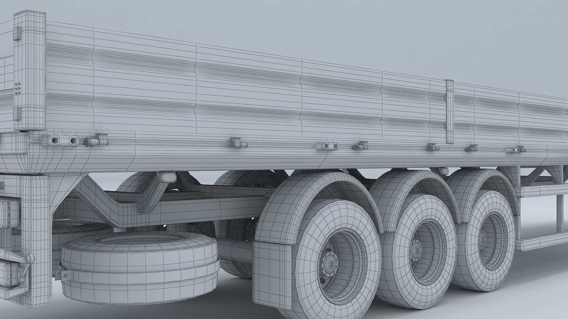 Flatbed Trailer For Semi Truck Low-poly model -3D Printer Models 3D model_13