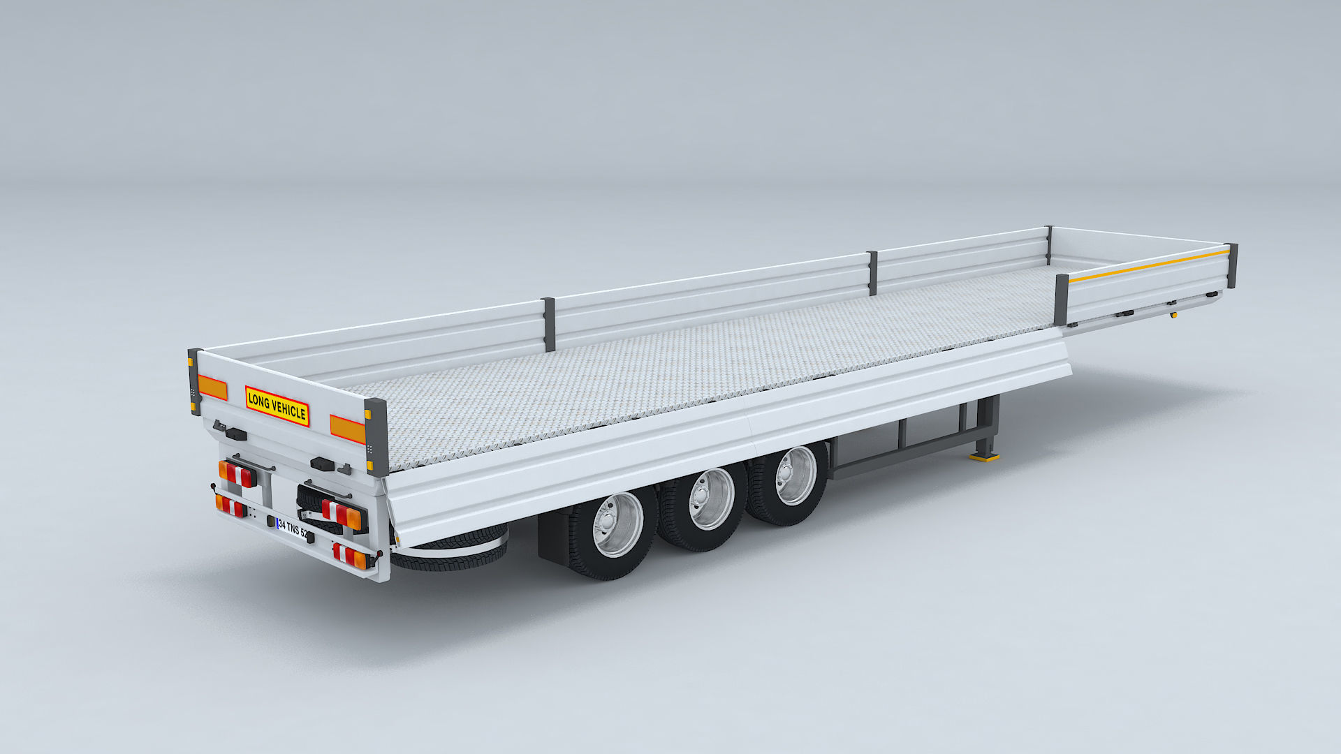 Flatbed Trailer For Semi Truck Low-poly model -3D Printer Models 3D model_3