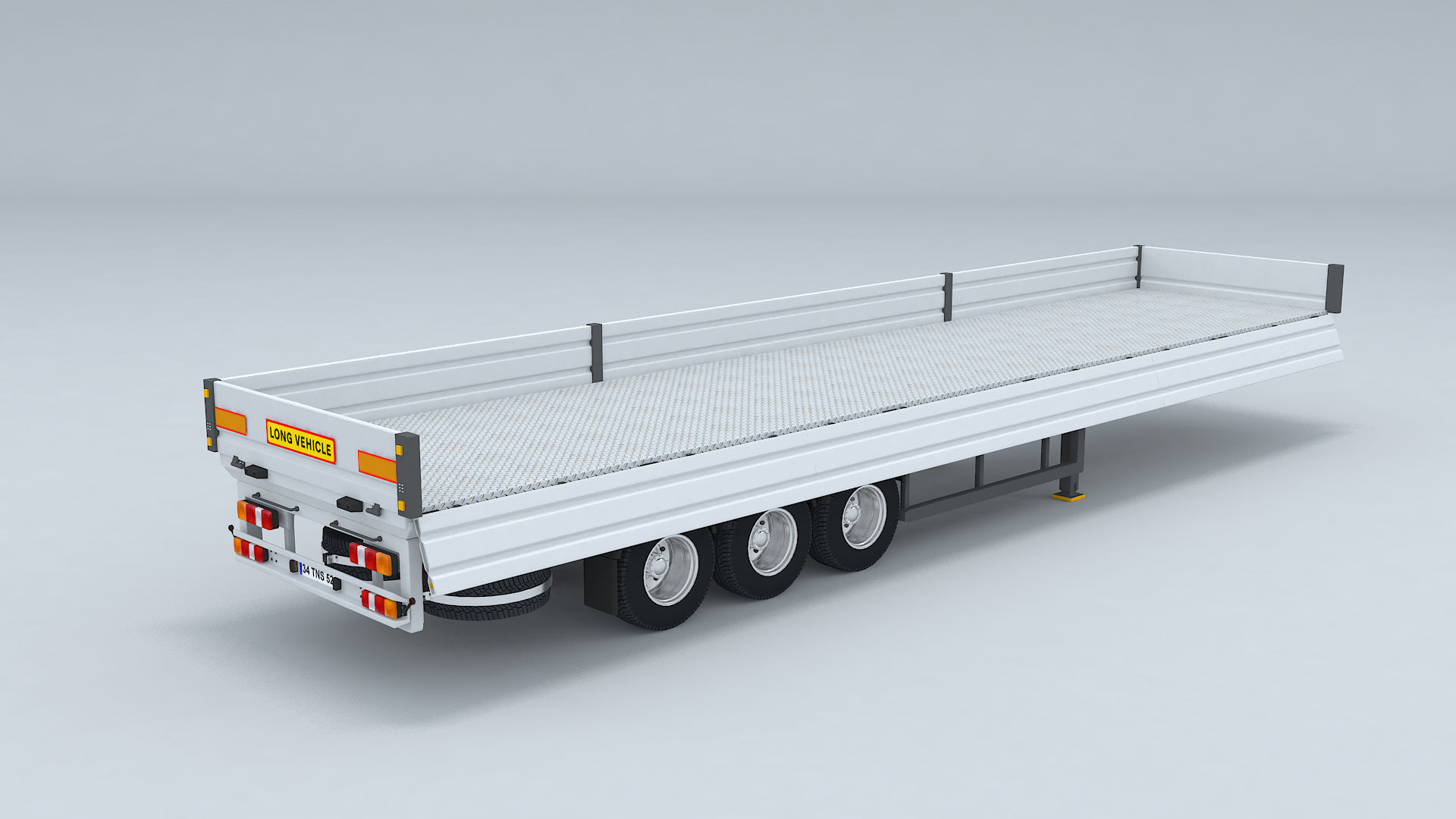 Flatbed Trailer For Semi Truck Low-poly model -3D Printer Models 3D model_4