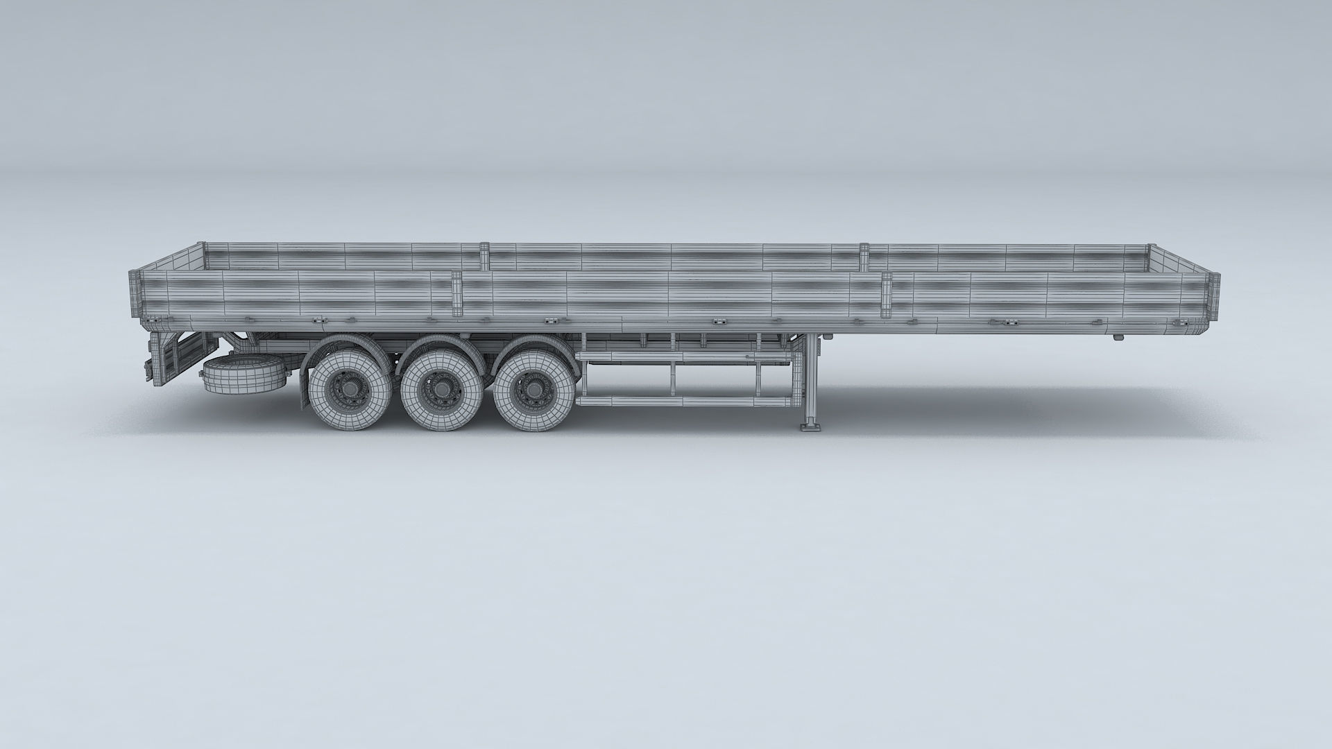 Flatbed Trailer For Semi Truck Low-poly model -3D Printer Models 3D model_12