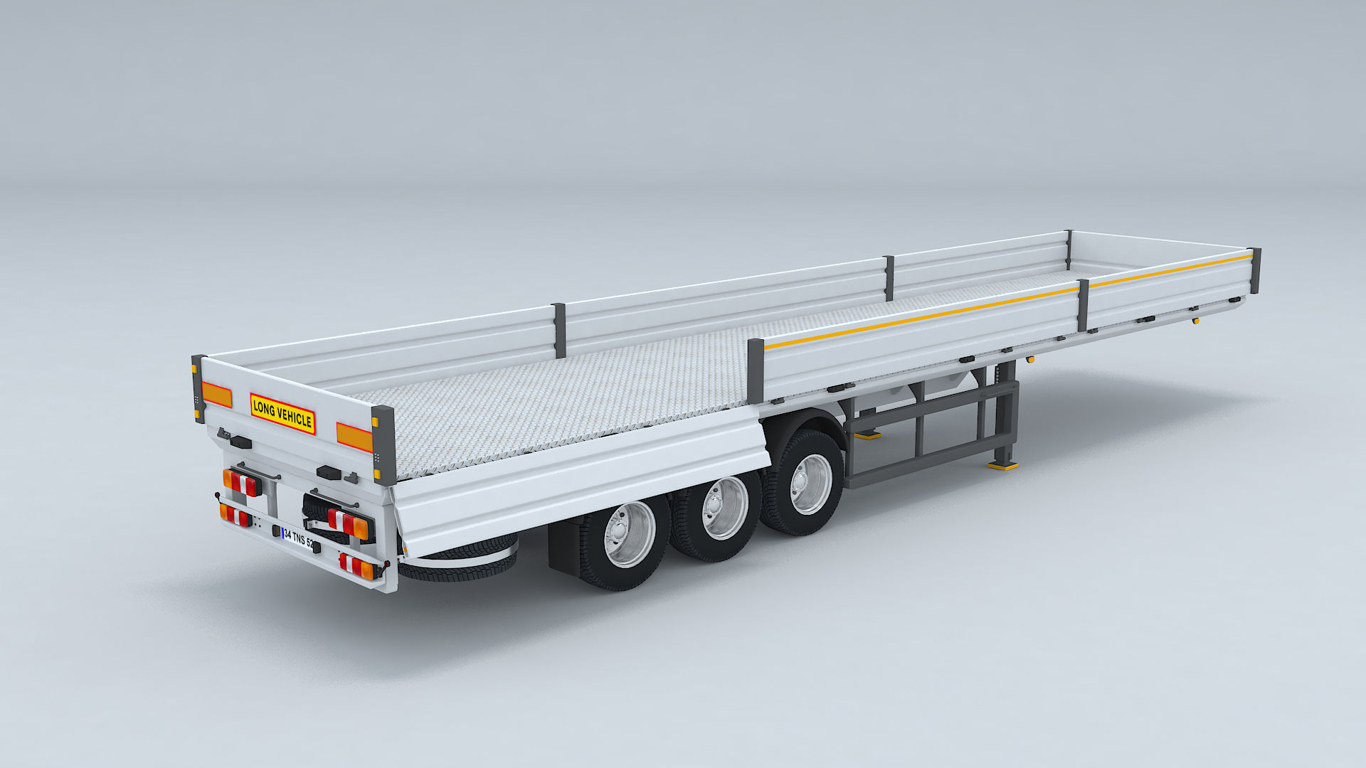 Flatbed Trailer For Semi Truck Low-poly model -3D Printer Models 3D model_2