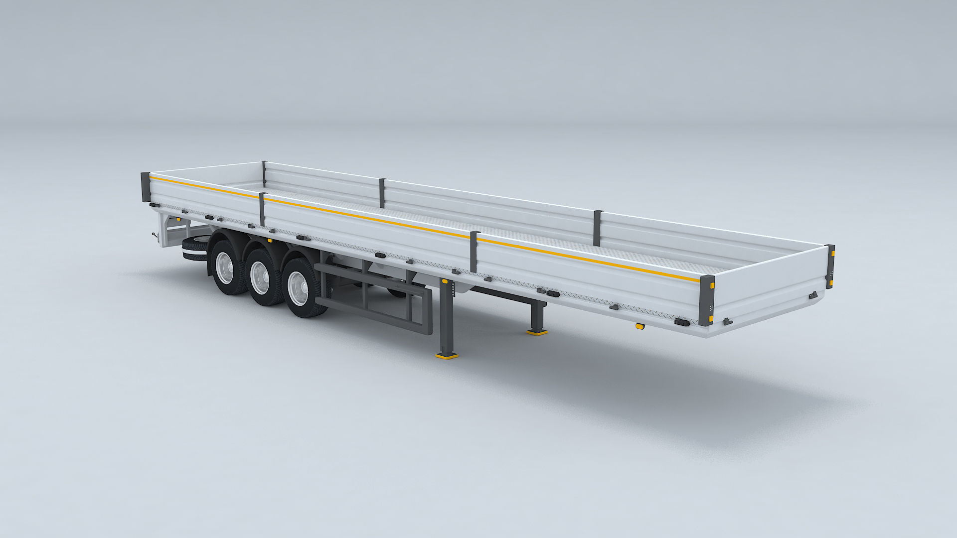 Flatbed Trailer For Semi Truck Low-poly model -3D Printer Models 3D model_10