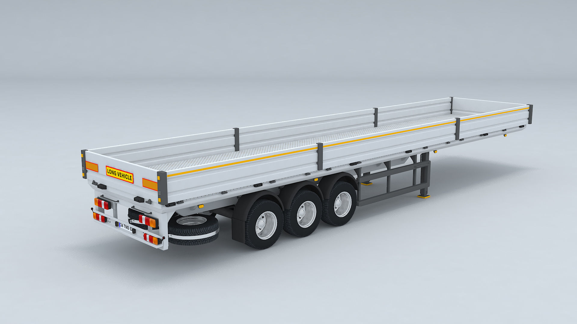 Flatbed Trailer For Semi Truck Low-poly model -3D Printer Models 3D model_1