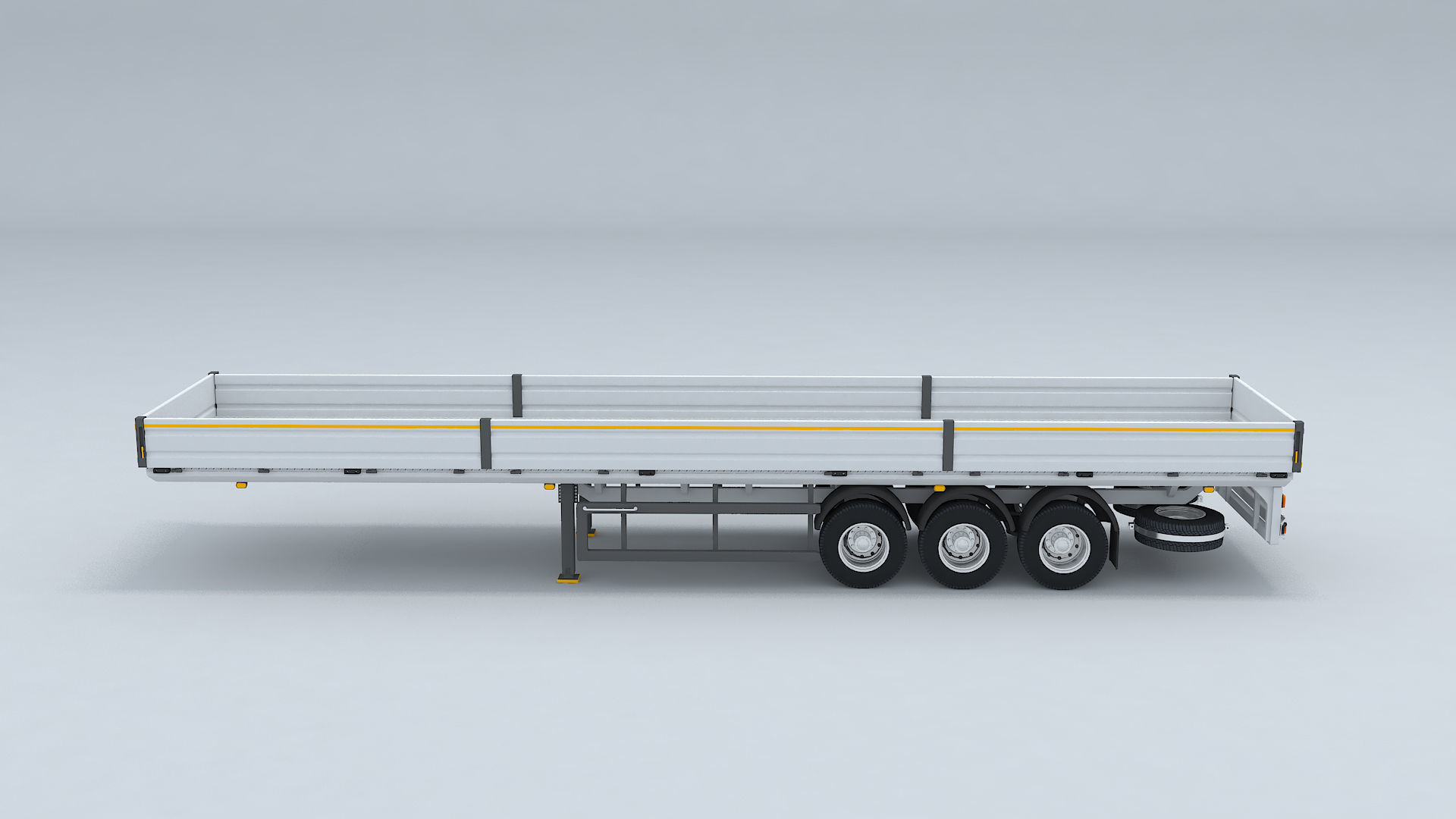 Flatbed Trailer For Semi Truck Low-poly model -3D Printer Models 3D model_7