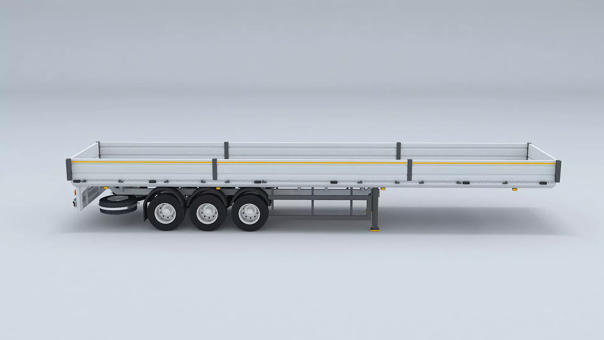 Flatbed Trailer For Semi Truck Low-poly model -3D Printer Models 3D model_0