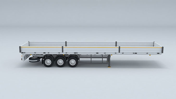 Flatbed Trailer For Semi Truck Low-poly model -3D Printer Models 3D model