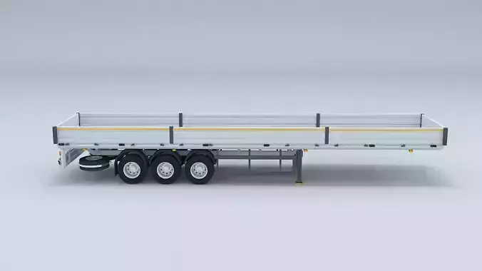Flatbed Trailer For Semi Truck Low-poly model -3D Printer Models 3D model