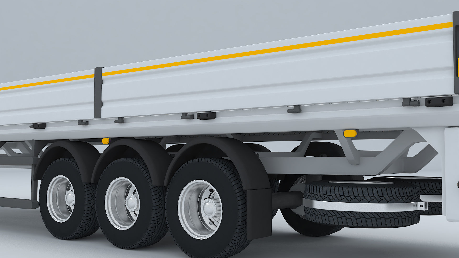 Flatbed Trailer For Semi Truck Low-poly model -3D Printer Models 3D model_11