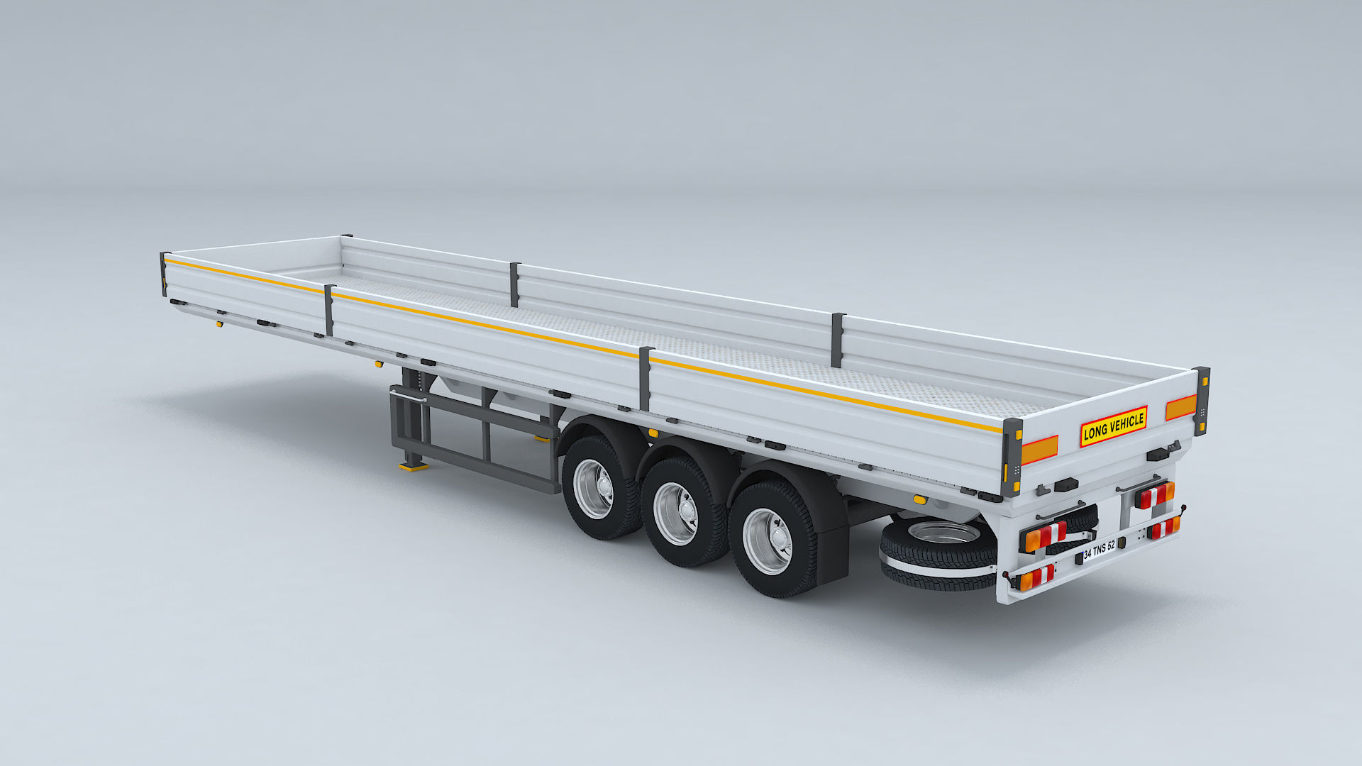 Flatbed Trailer For Semi Truck Low-poly model -3D Printer Models 3D model_6