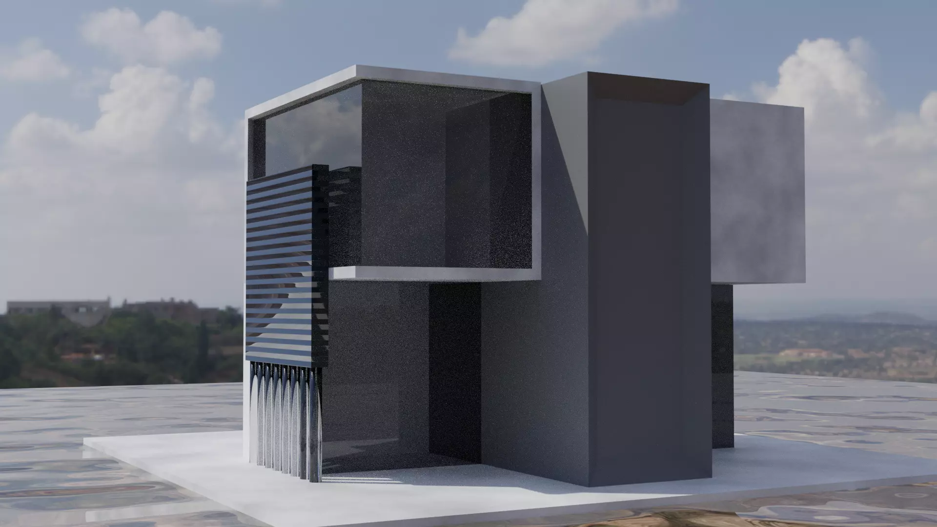 building modern house Free 3D model_0