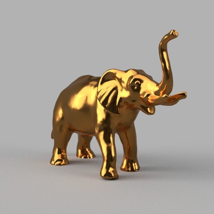 Elephant golden 3D print model_2