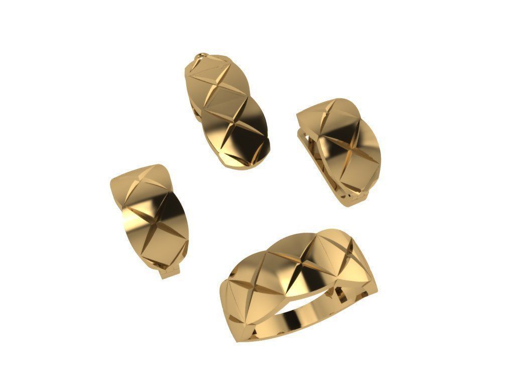 set gokd gold plated bangle bracelet 3D model_1