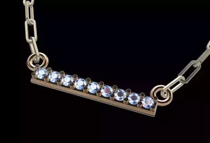 Dainty Diamond Stone Bar Pendant