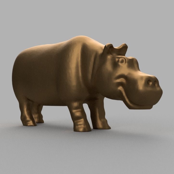 hippopotame gold hippopotamus 3D print model_1