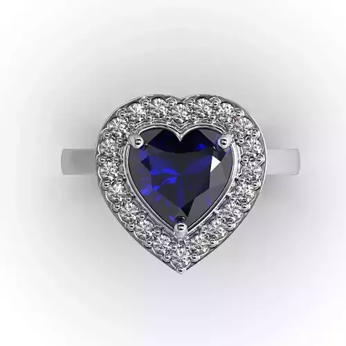 Heart ring with diamonds 3D print model