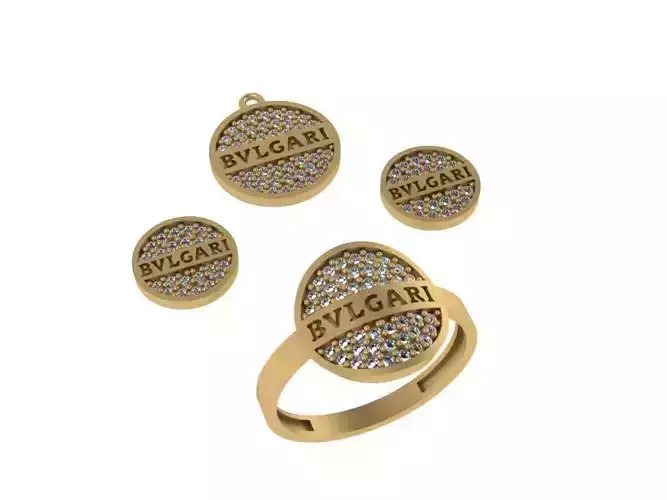 Bvlgari set gold ring with diamonds