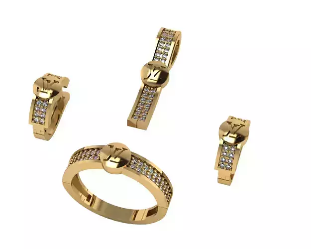 Catriere set gold ring with diamonds