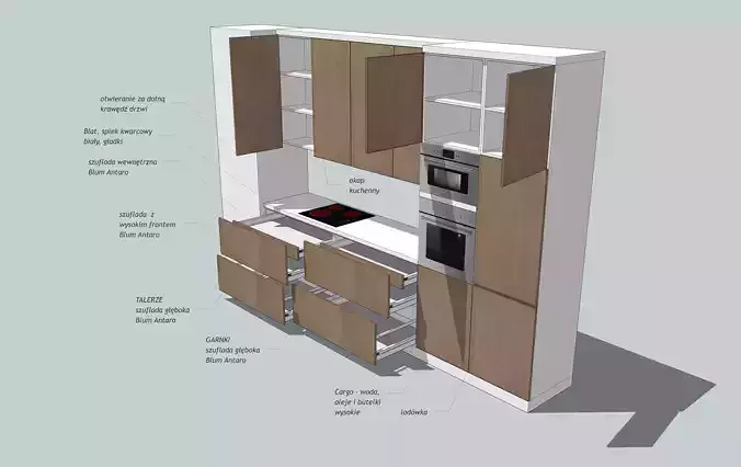 Kitchen with wooden cabinets and oven